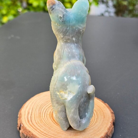 Amazonite & Quartz Cat Figurine | 324g Crystal Sculpture | Healing Animal Totem - Picture 8 of 17